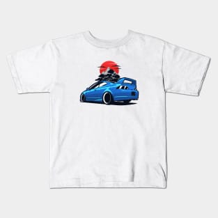 Blue Acura RSX nature background Kids T-Shirt